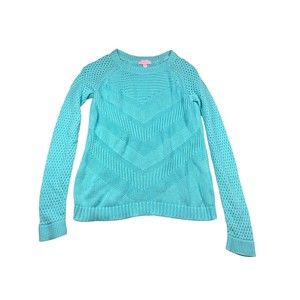 LILLY PULITIZER Womens Seafoam Green Cotton Knit Pullover Front “V” Design- Sz S